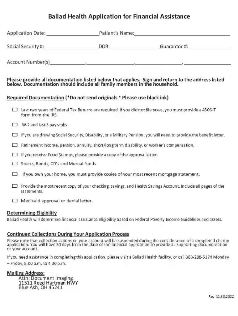 ballad financial assistance application Preview on Page 1