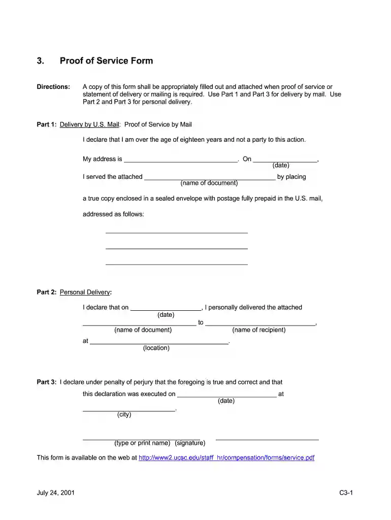 proof of service form png Preview on Page 1