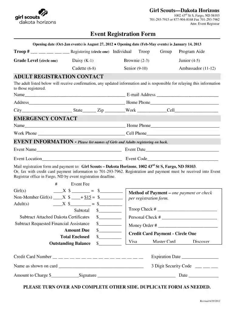 create registration form online Preview on Page 1