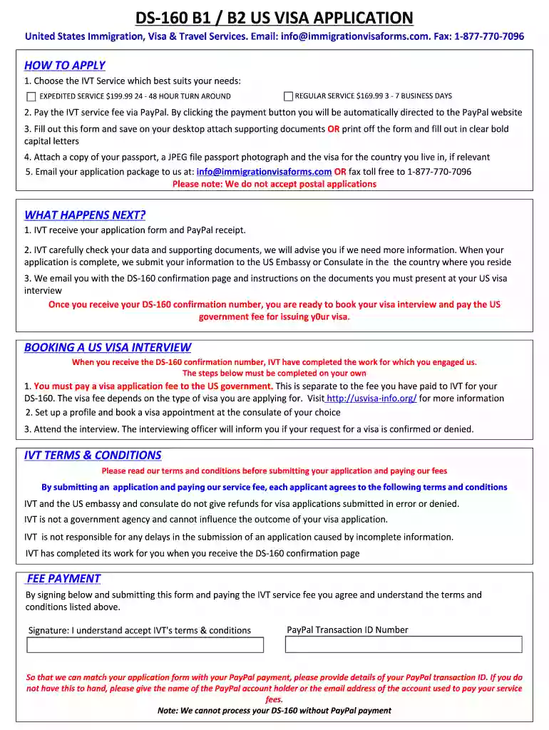 ds 160 visa form pdf Preview on Page 1