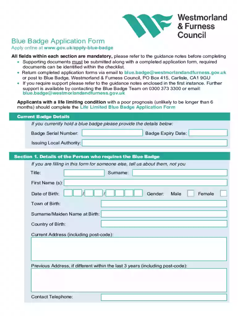 Apply for or renew a Blue Badge online Preview on Page 1