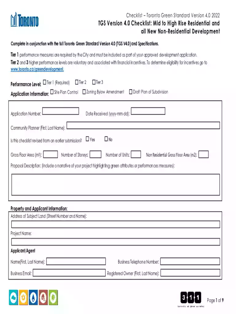 toronto green standard checklist Preview on Page 1