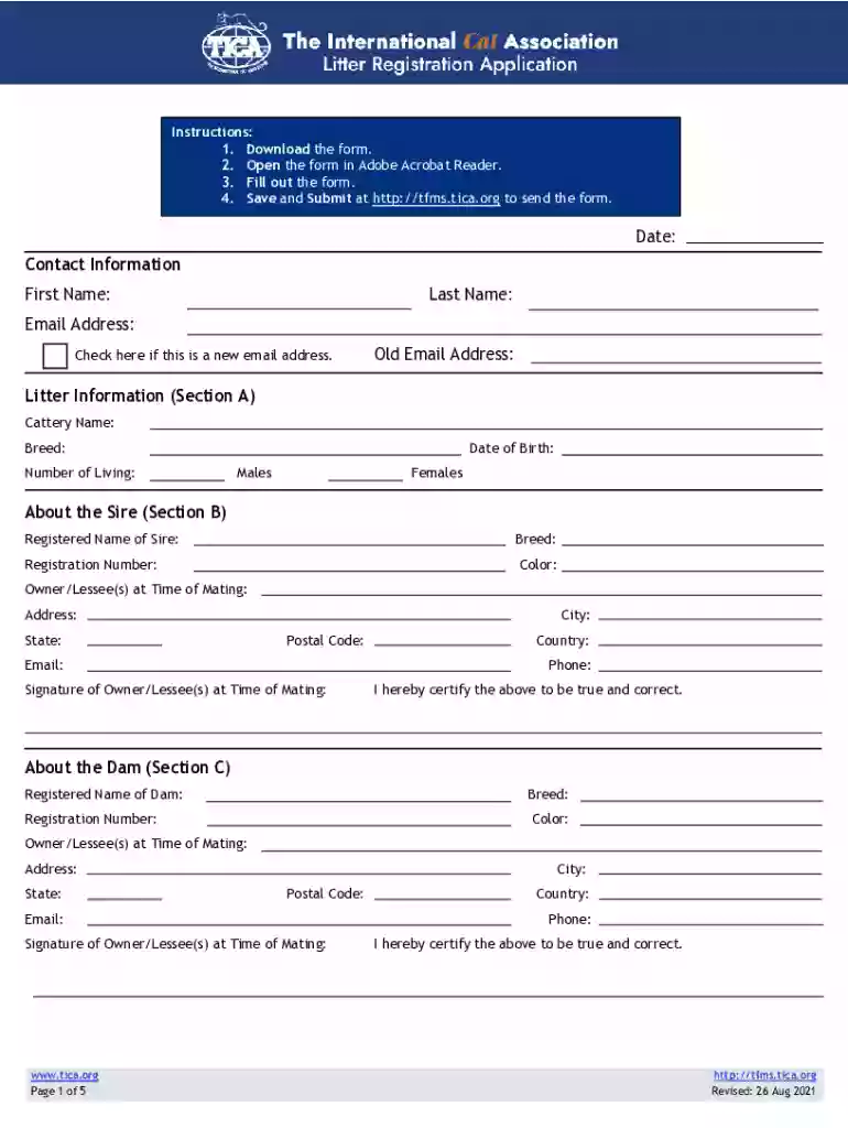 tica litter registration Preview on Page 1