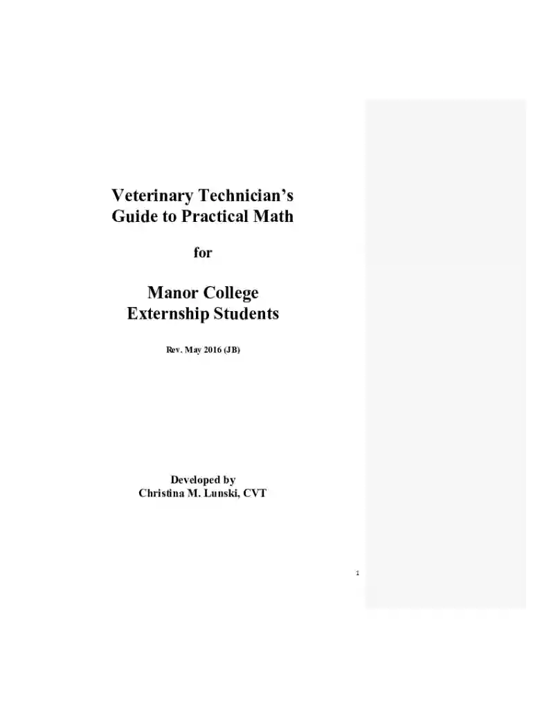 Veterinary Technician's Guide to Practical Math for Manor Preview on Page 1