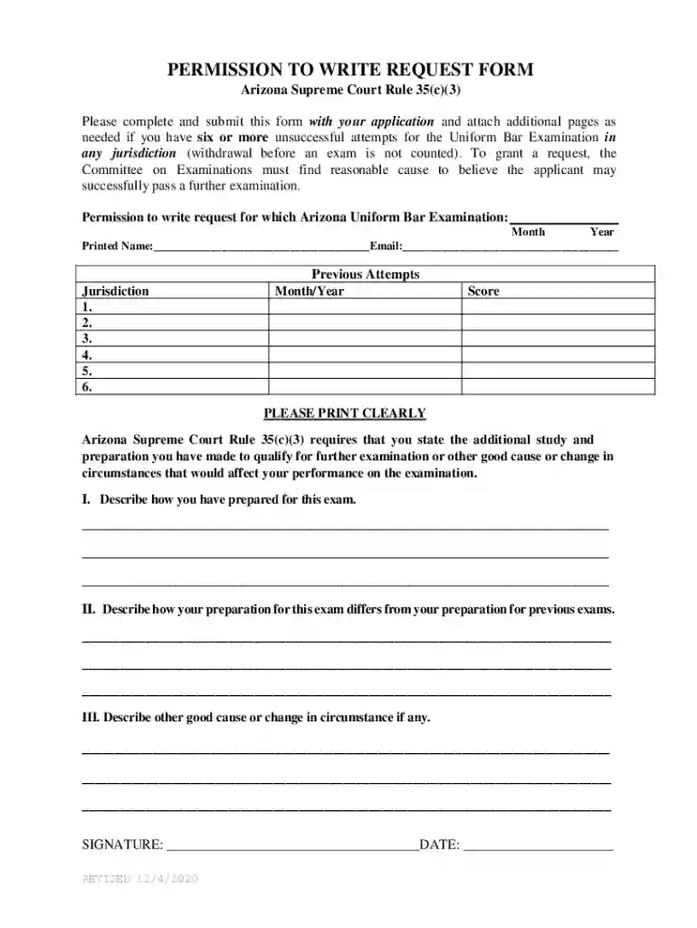 PERMISSION TO WRITE REQUEST FORM Preview on Page 1
