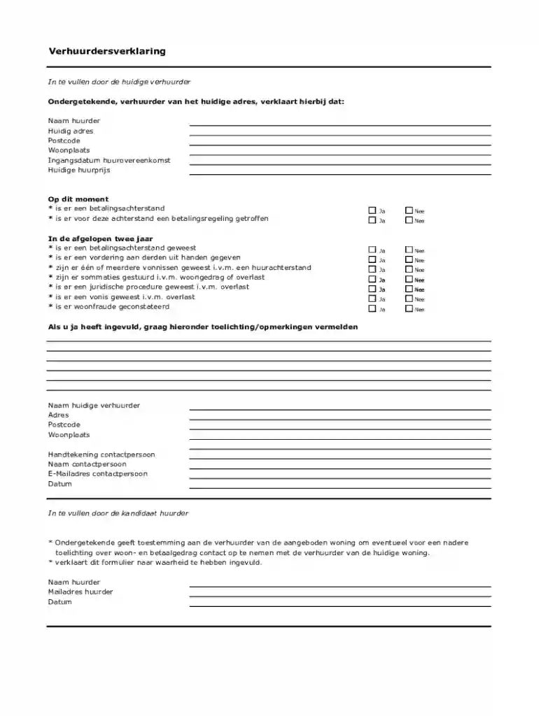 Deel II Verhuurdersverklaring Preview on Page 1