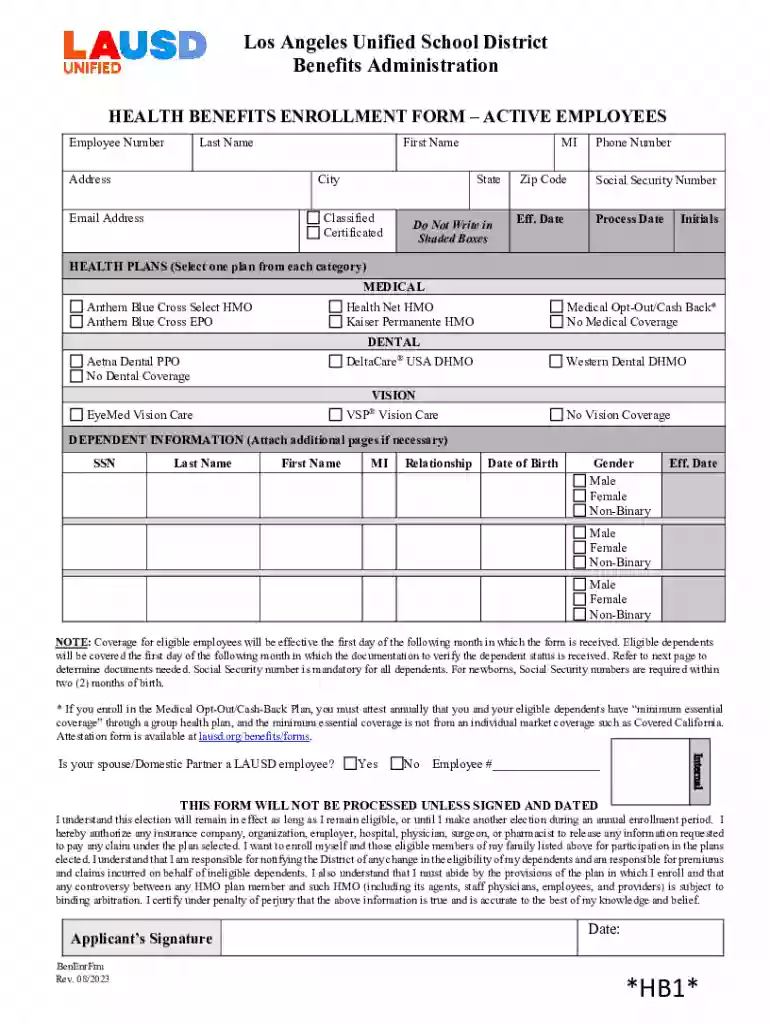 lausd health benefits enrollment Preview on Page 1