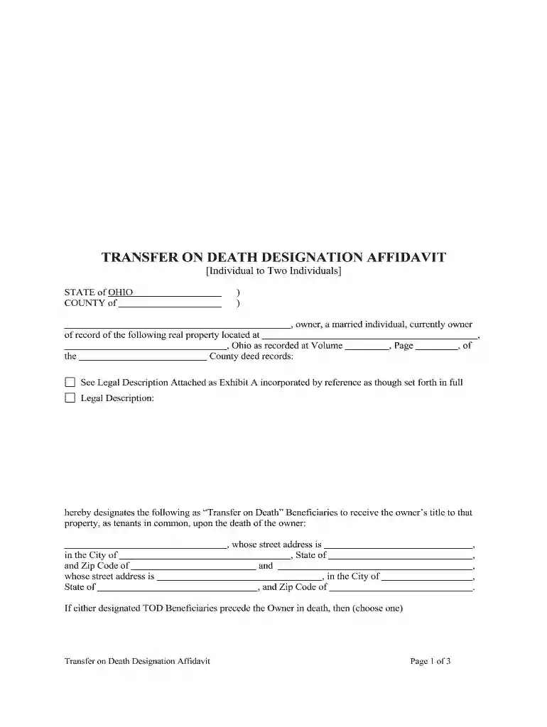 transfer on death deed ohio Preview on Page 1