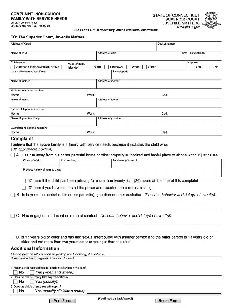 ct complaint service form Preview on Page 1