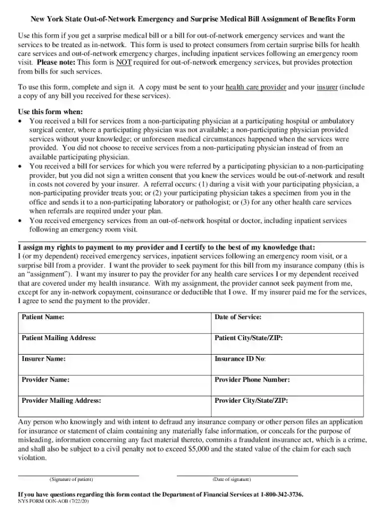 out of network surprise bill form Preview on Page 1