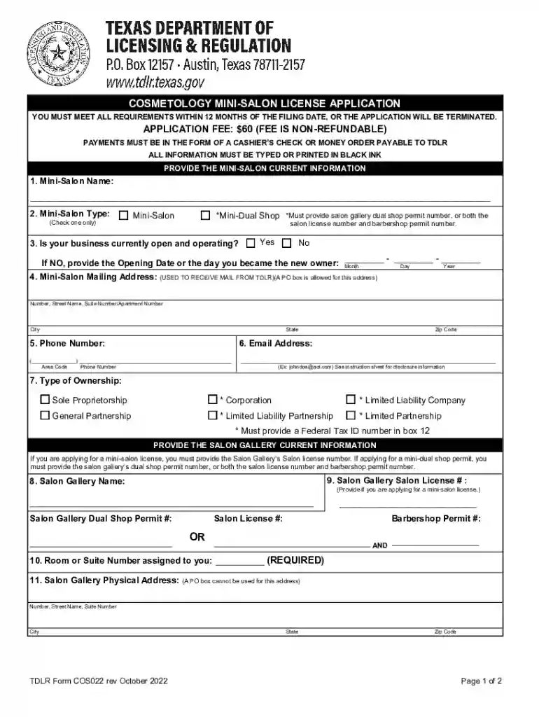 mini salon license Preview on Page 1