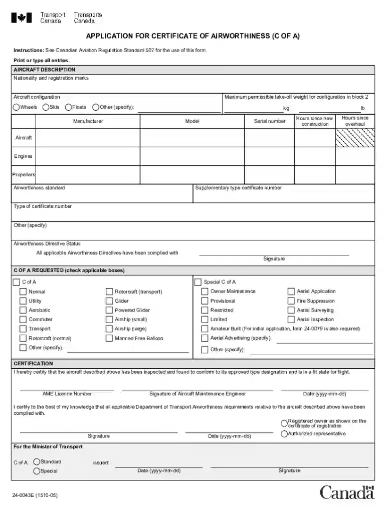 APPLICATION FOR CERTIFICATE OF AIRWORTHINESS ( Preview on Page 1
