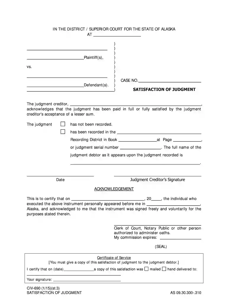 alaska satisfaction judgment Preview on Page 1