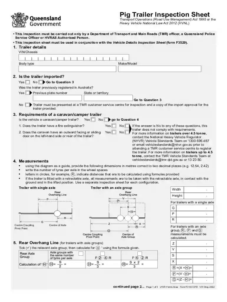 pig trailer inspection sheet Preview on Page 1