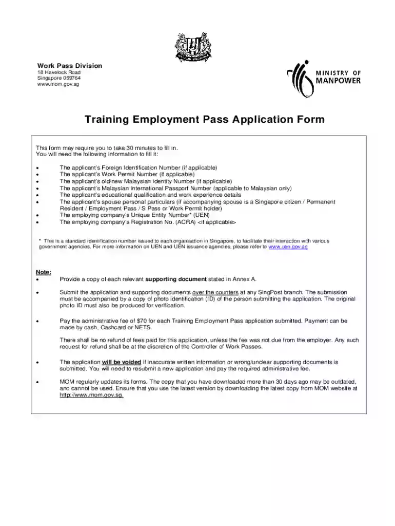 work training employment pass Preview on Page 1