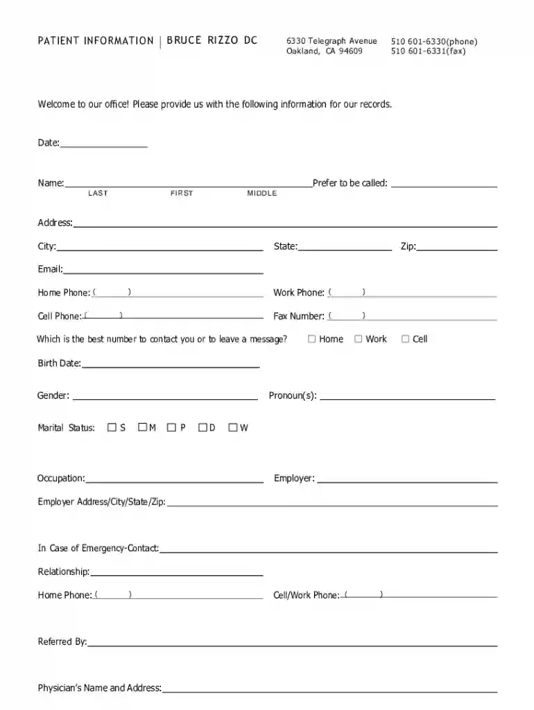 PATIENT INFORMATION BRUCE RIZZO DC Preview on Page 1