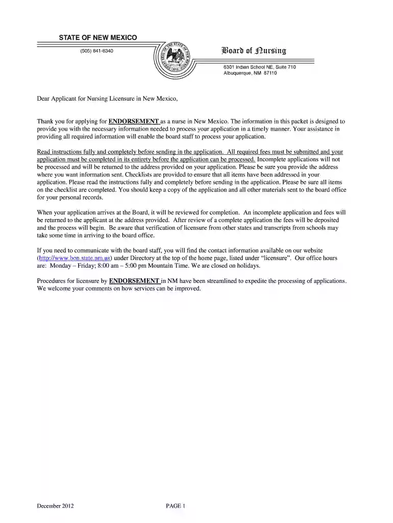 board of nursing new mexico Preview on Page 1