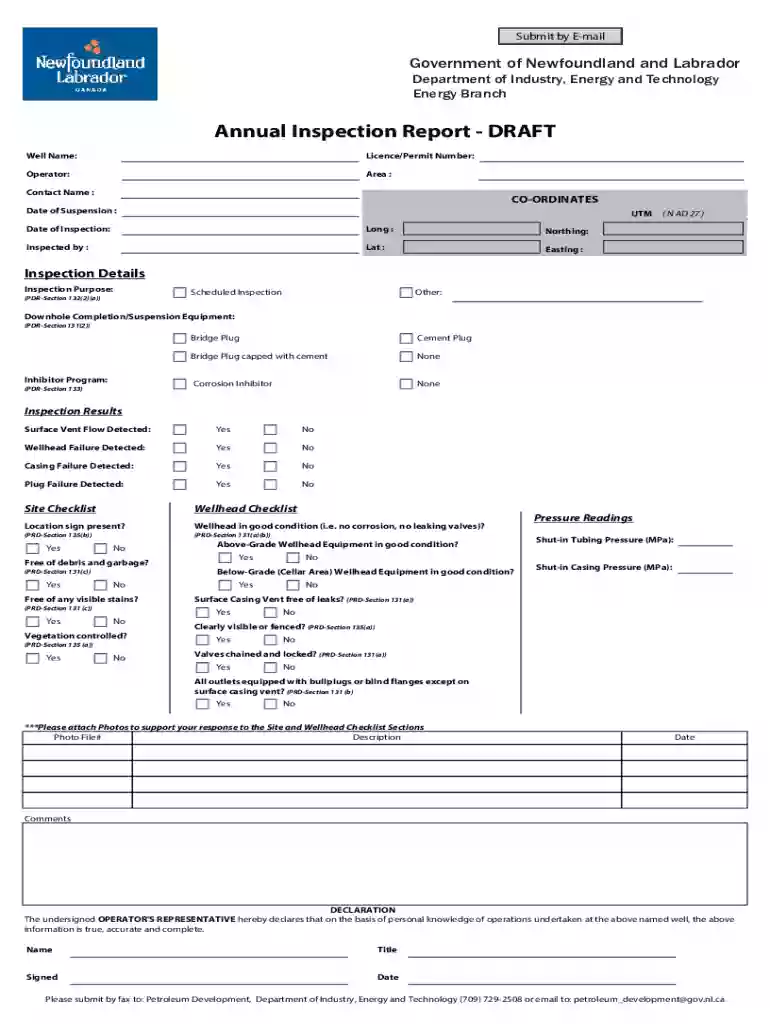 Annual Inspection Report Form Adobe Designer Template Preview on Page 1