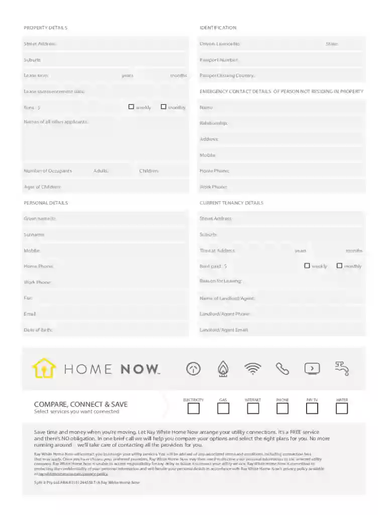 ray white tenancy application form Preview on Page 1