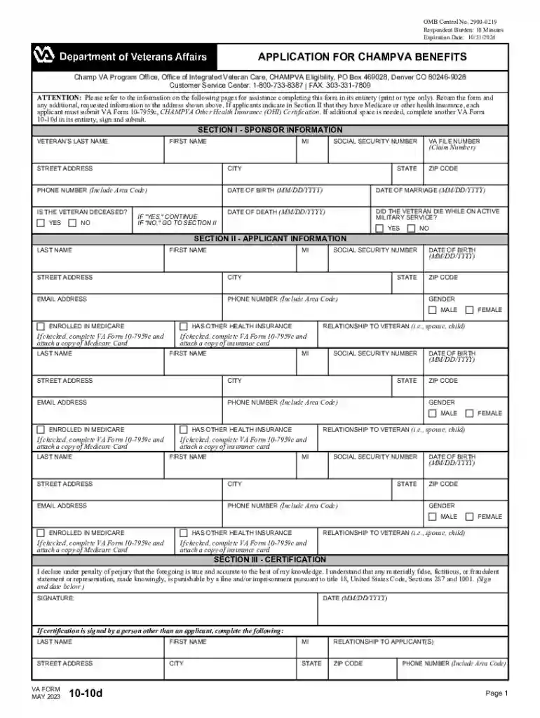 va form 10 10d Preview on Page 1