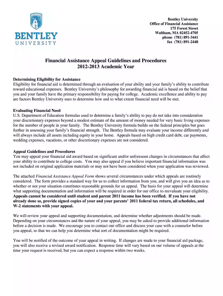 financial aid appeal letter Preview on Page 1