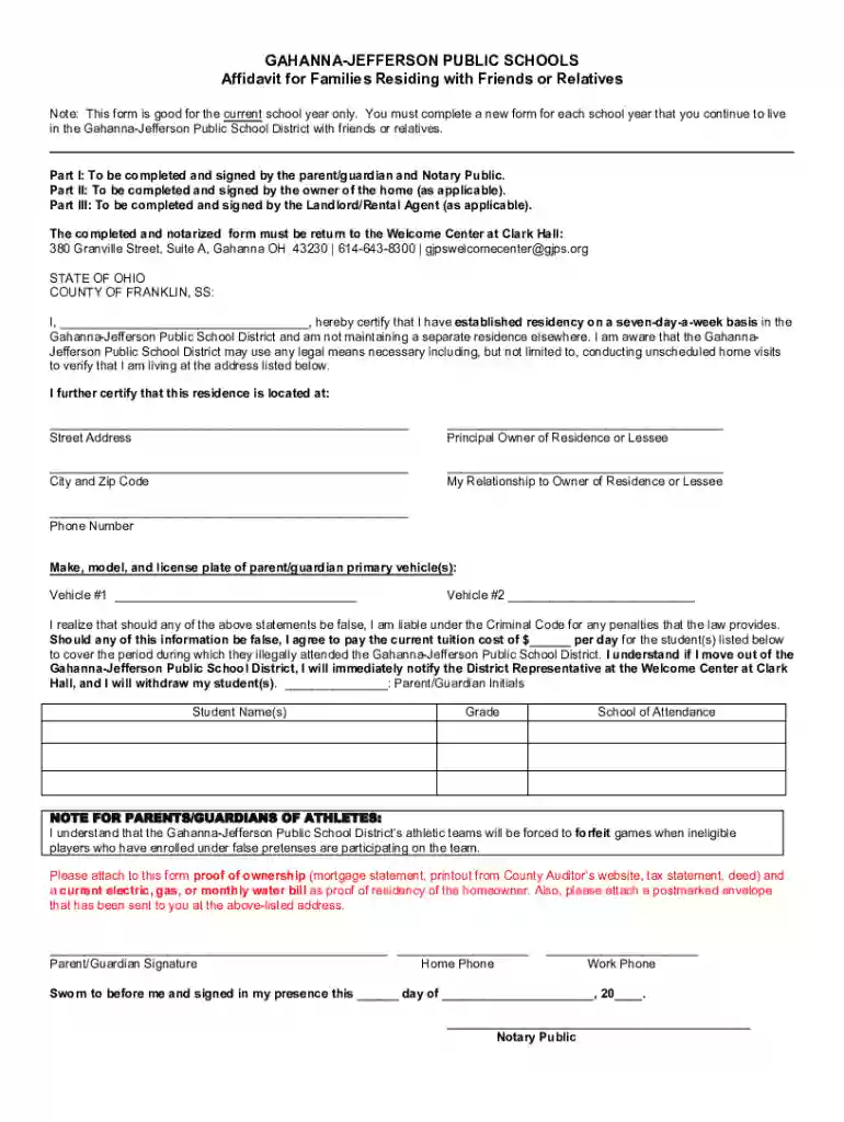 schools affidavit residing families Preview on Page 1
