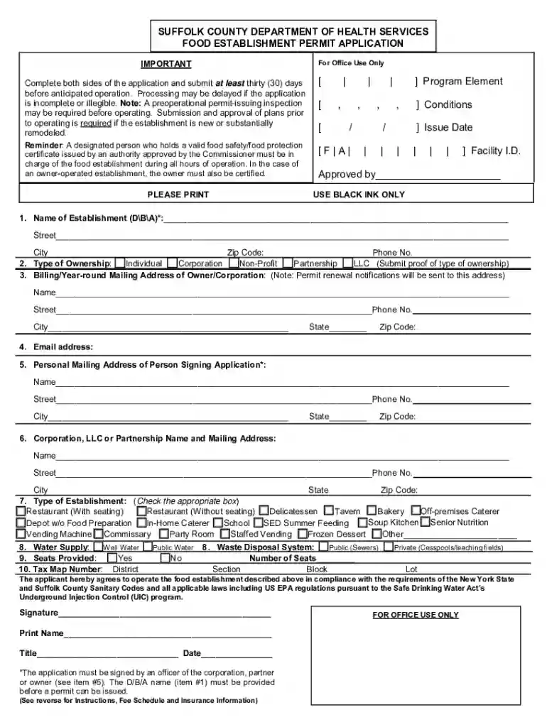 new york food establishment permit Preview on Page 1
