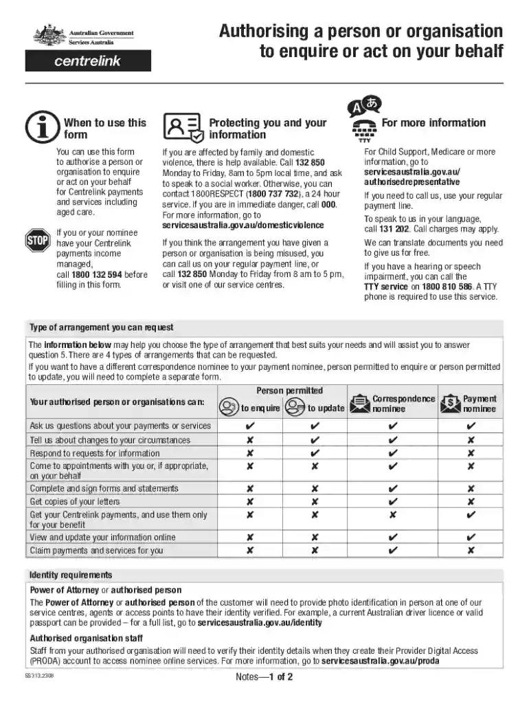 Authorised Representative Form Preview on Page 1
