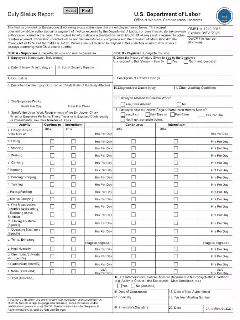 ca 17 form Preview on Page 1