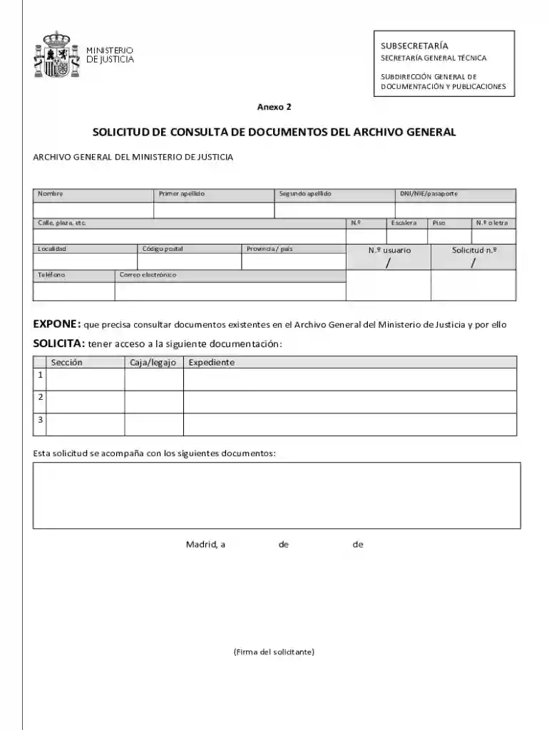 Solicitud De Consulta De Documentos Del Archivo General Preview on Page 1