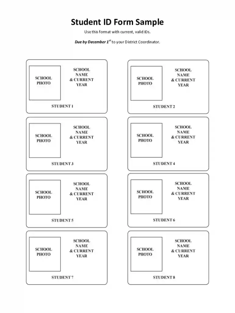 student id form Preview on Page 1