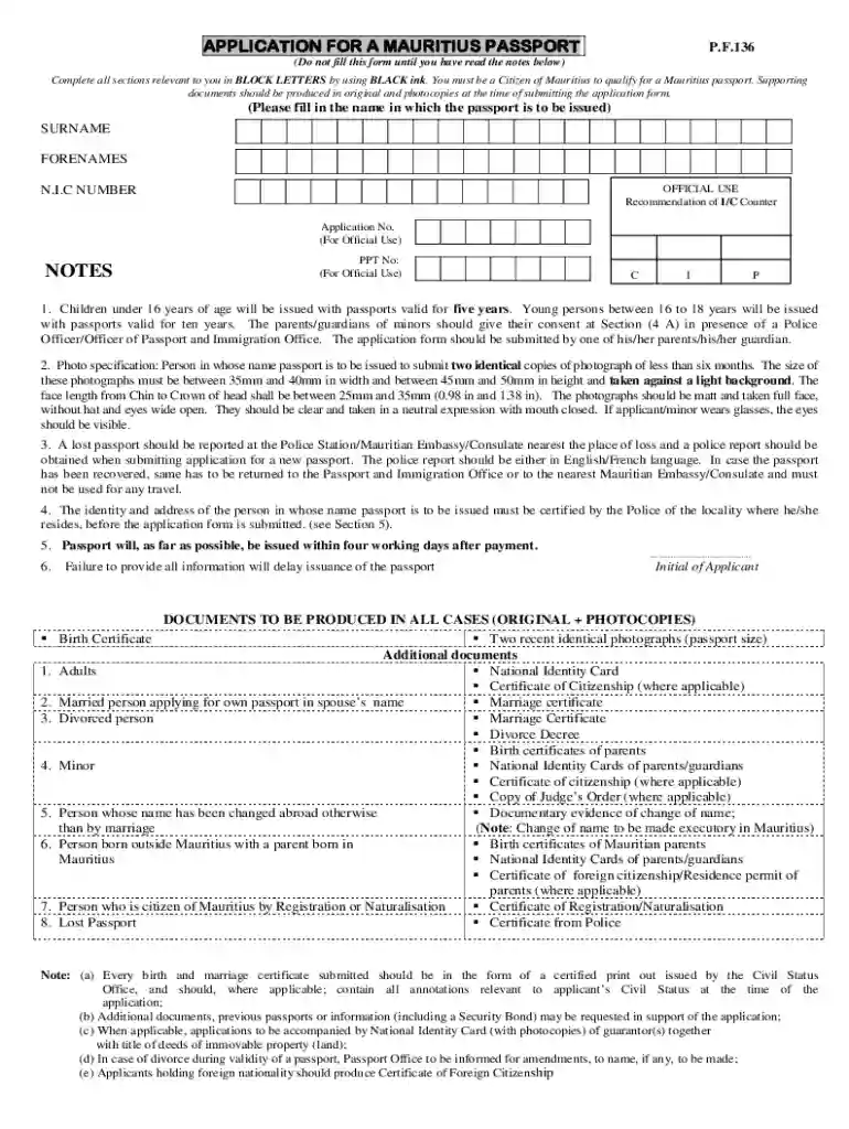 p f 136 form Preview on Page 1