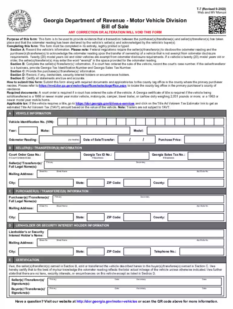 georgia dmv bill of sale Preview on Page 1