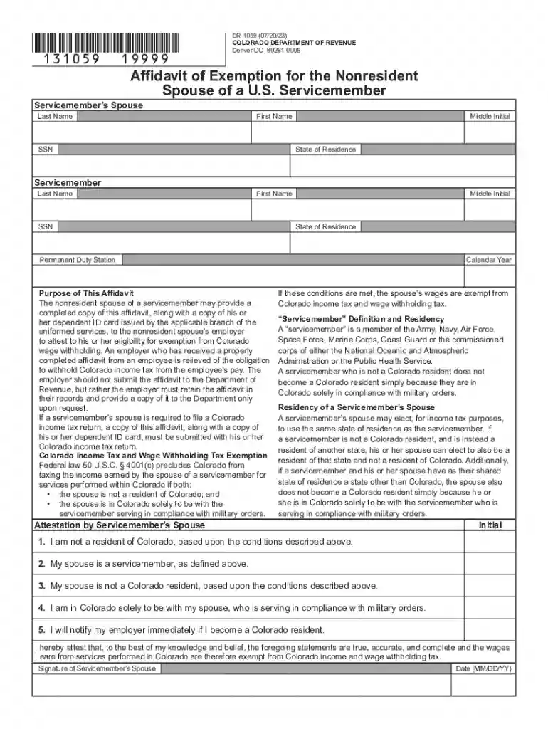 Colorado DR 1059 Form Preview on Page 1