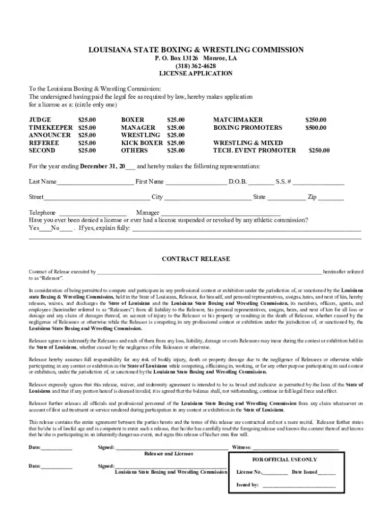 louisiana license application form Preview on Page 1
