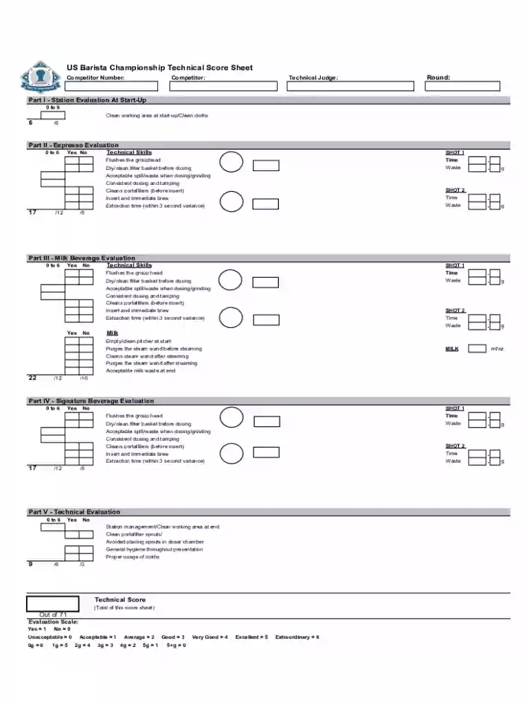 world barista championship score sheet Preview on Page 1