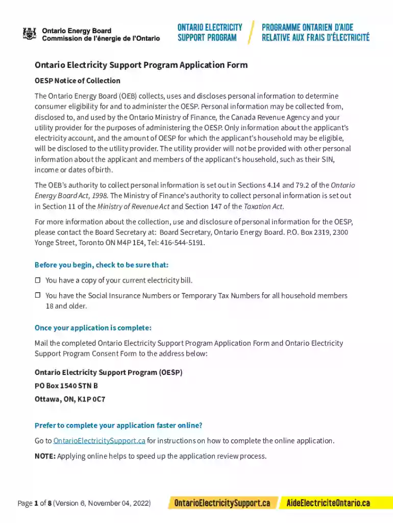 ontarioelectricitysupport ca application Preview on Page 1
