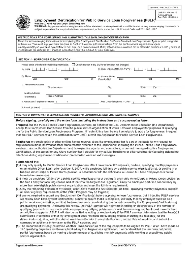 pslf application pdf Preview on Page 1