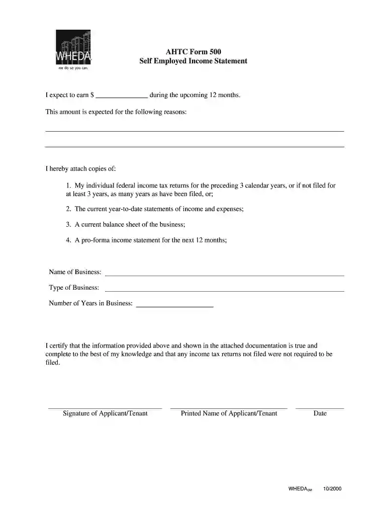 self employment income statement Preview on Page 1