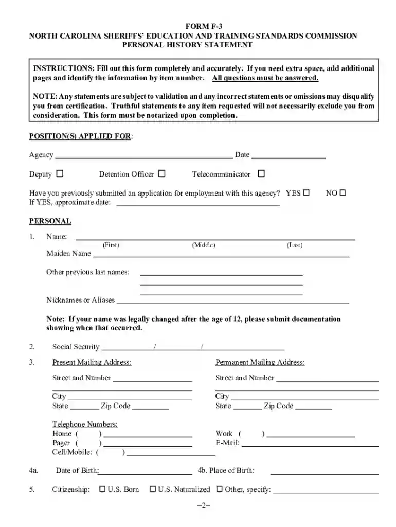 nc sheriffs standards forms Preview on Page 1