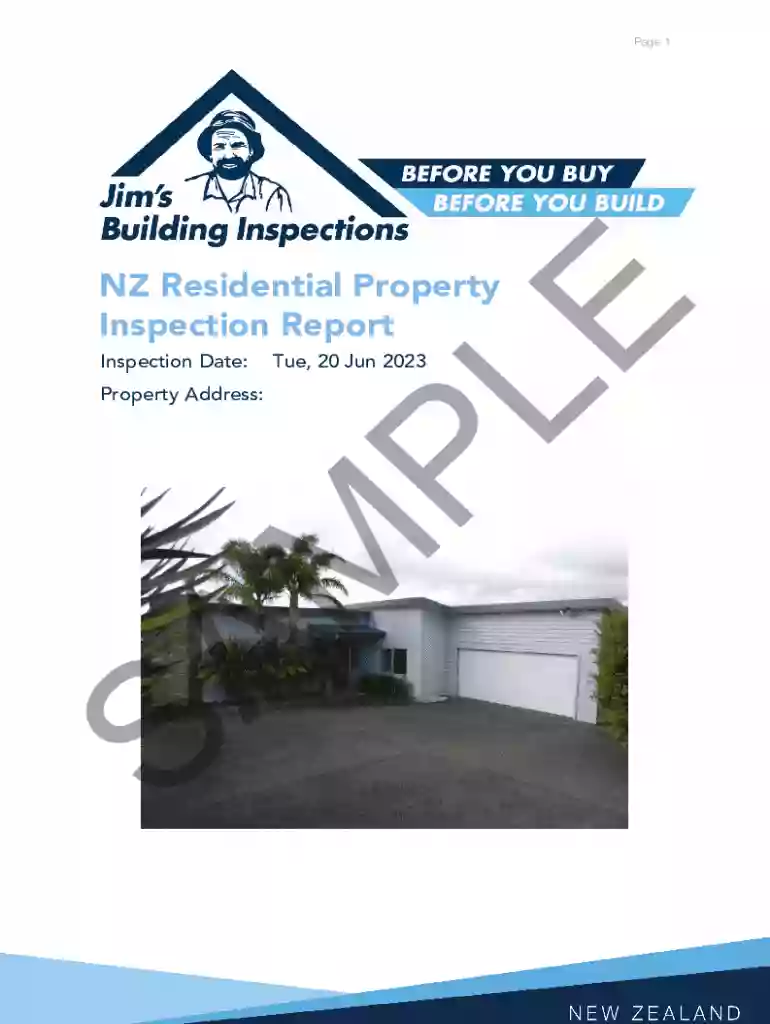 NZ Residential Property Inspection Report - Jim's Building Inspections Preview on Page 1