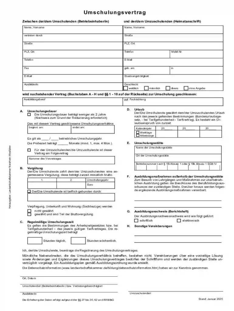 Umschulungsvertrag mit Personalbogen Preview on Page 1