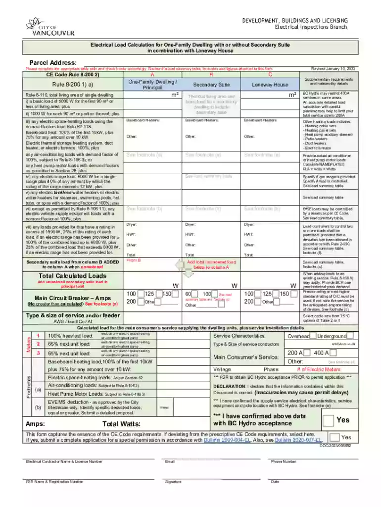 vancouver load calculation Preview on Page 1