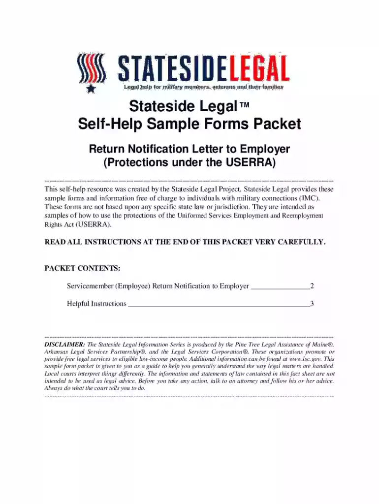 Fillable Online statesidelegal Self-Help Sample Letter Packet Preview on Page 1