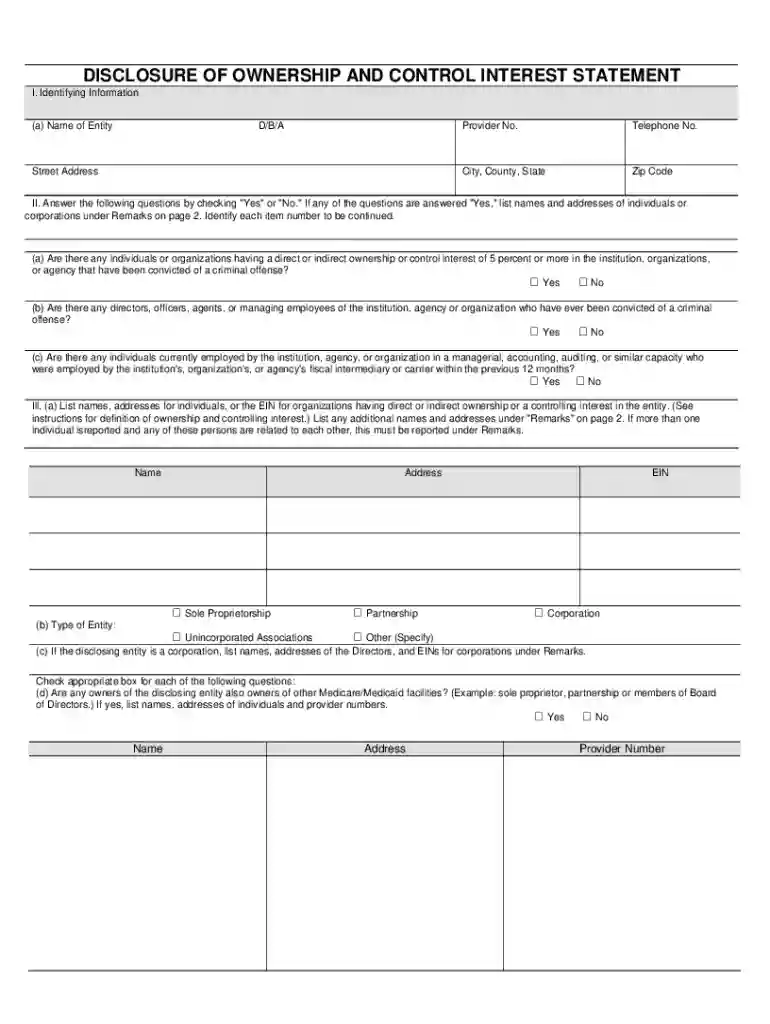 disclosure of ownership form template Preview on Page 1