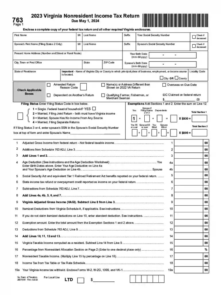 virginia form 763 instructions 2023 Preview on Page 1