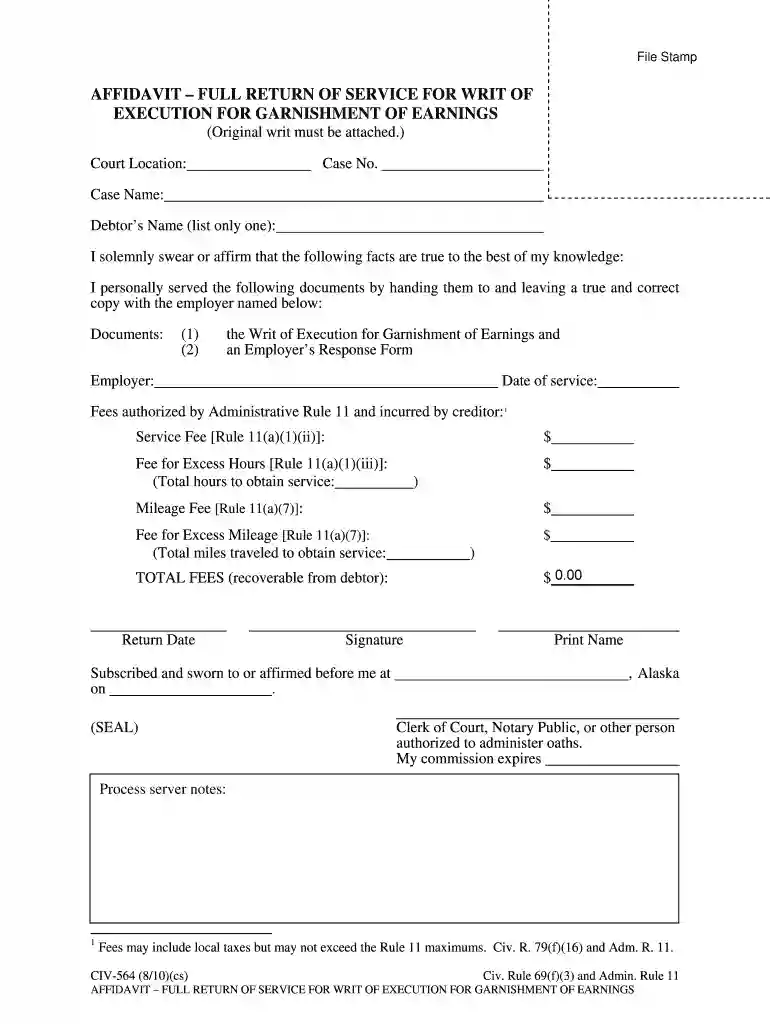 564 affidavit full form fill Preview on Page 1