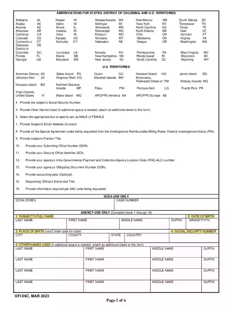 OFI FORM 86C - Special Agreement Checks (SAC) Preview on Page 1