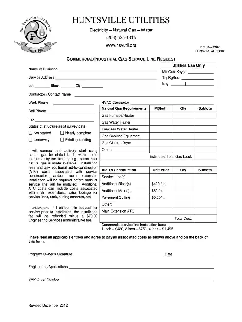 huntsville gas service request Preview on Page 1