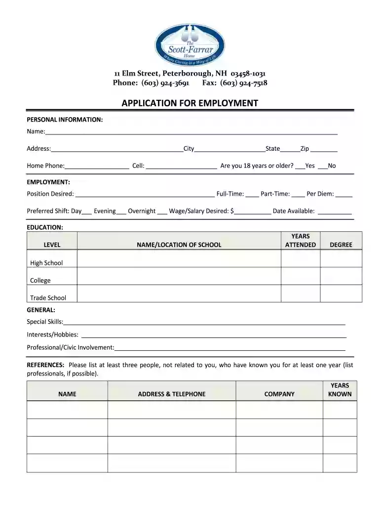 farrar application form Preview on Page 1